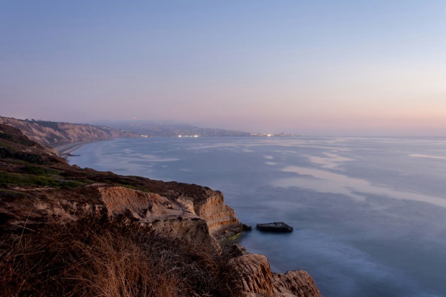 Sunset over the cliffs at Torrey Pines State Beach